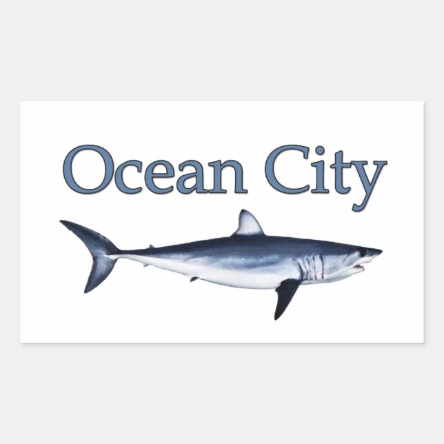 Ocean City Maryland Logo (mako shark) Rectangular Sticker (Front)