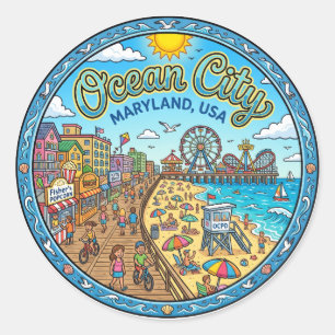 Ocean City, Maryland Maryland Classic Round Sticker