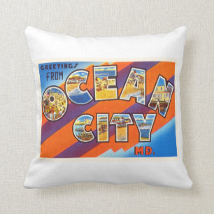 Ocean City Maryland MD Vintage Travel Postcard- Cushion