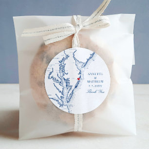 Ocean City Maryland Navy Wedding Favour Classic Round Sticker