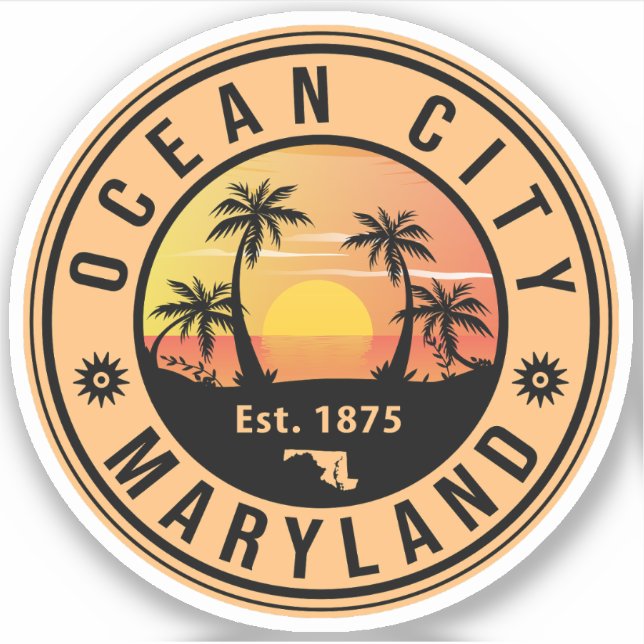 Ocean City Maryland Retro Sunset Souvenirs 60s (Front)