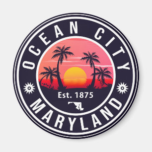 Ocean City Maryland Retro Sunset Souvenirs 60s Magnet