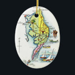 Ocean City, Maryland Vintage Map  Ceramic Ornament<br><div class="desc">A very colourful vintage map of Ocean City,  Maryland reused on an ornament.</div>
