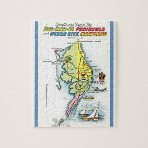 Ocean City, Maryland Vintage Map  Jigsaw Puzzle