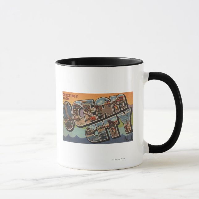 Ocean City, New Jersey - Large Letter Scenes Mug (Right)