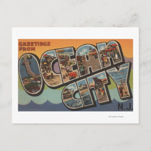 Ocean City, New Jersey - Large Letter Scenes Postcard