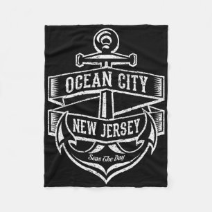 Ocean City New Jersey Nj Vintage Anchor Design Gif Fleece Blanket