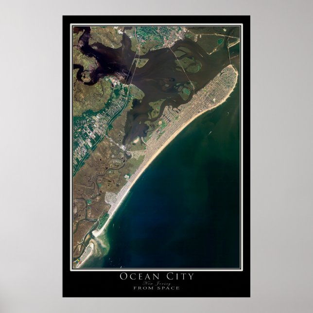 Ocean City New Jersey Satellite Poster Map (Front)