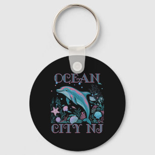 Ocean City Nj Dolphin Colorful Beach Souvenir Key Ring