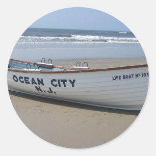 Ocean City, NJ * Summer Fun * Shore Boat Classic Round Sticker