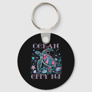 Ocean City Nj Turtle Lover Colorful Beach Souvenir Key Ring