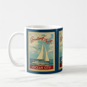 Ocean City Sailboat Vintage Travel New Jersey Coffee Mug