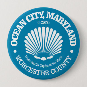 Ocean City (seashell) 10 Cm Round Badge