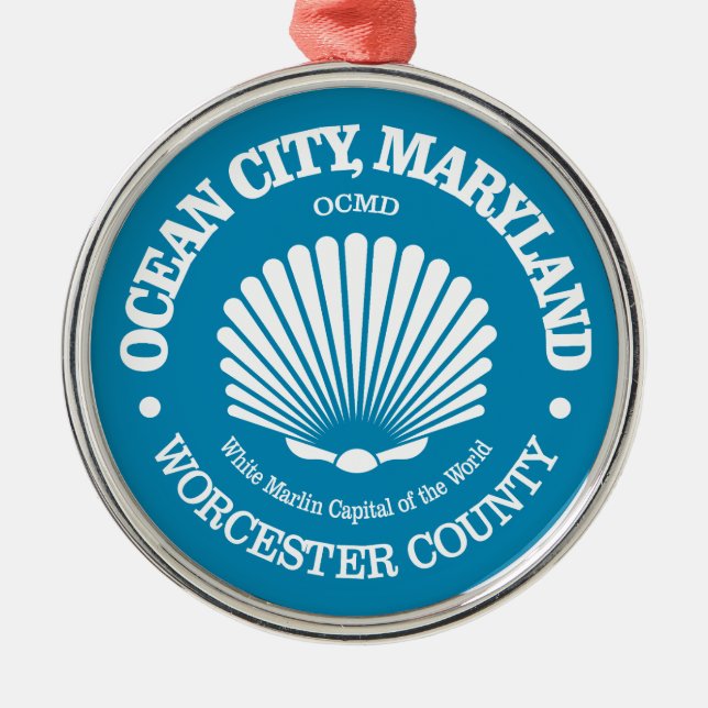 Ocean City (seashell) Metal Ornament (Front)