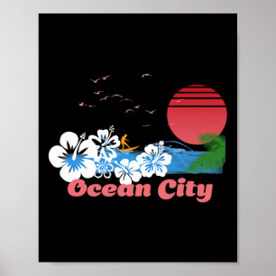 Ocean City Vacation Maryland Surfing Clothing Poster