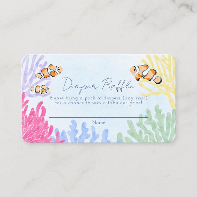 Ocean Clown Fish Baby Shower Diaper Raffle Enclosure Card (Front)