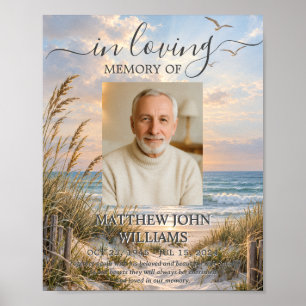 Ocean Coastal Male Female Photo Funeral Memorial Poster