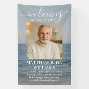 Ocean Coastal Male Photo Funeral Memorial  Banner