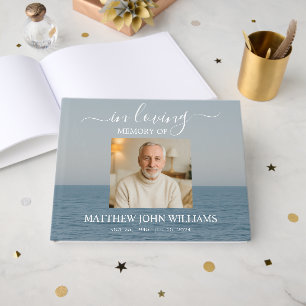 Ocean Coastal Male Photo Funeral Memorial Guest Book