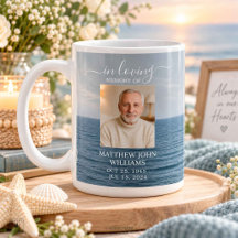 Ocean Coastal Male Photo Funeral Memorial Keepsake