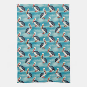 Ocean Coastal Pelican Tea Towel