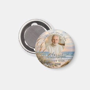 Ocean Coastal Sunset Male Photo Funeral Memorial  Magnet