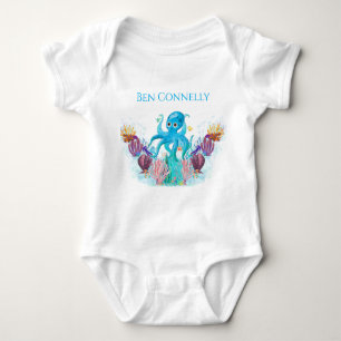 Ocean Colourful Cute boy Baby Octopus 1st Birthday Baby Bodysuit