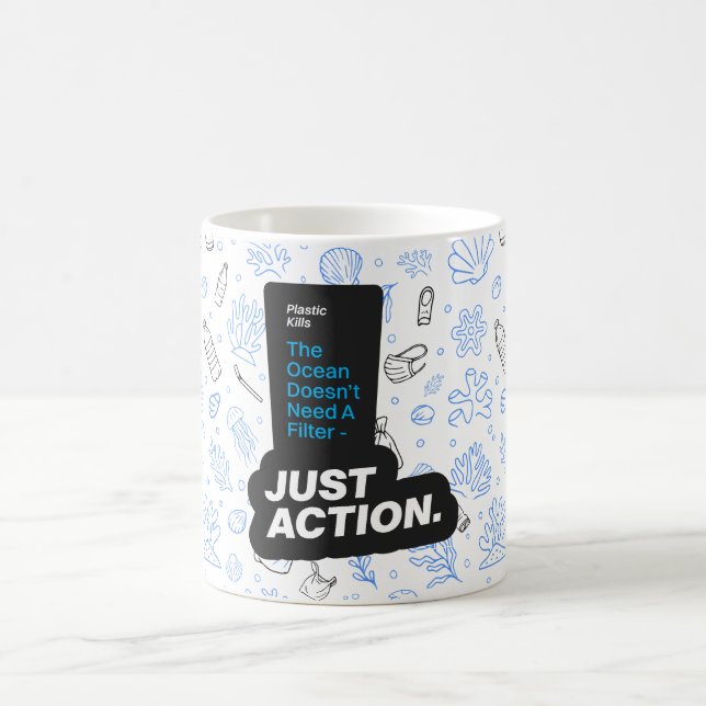 Ocean Conservation Plastic Pollution Awareness  Coffee Mug (Center)