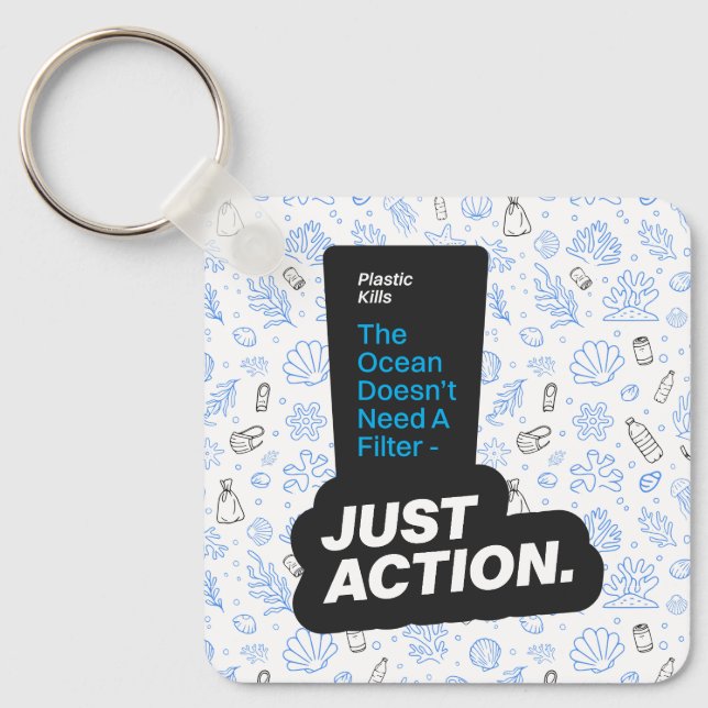 Ocean Conservation Plastic Pollution Awareness  Key Ring (Front)