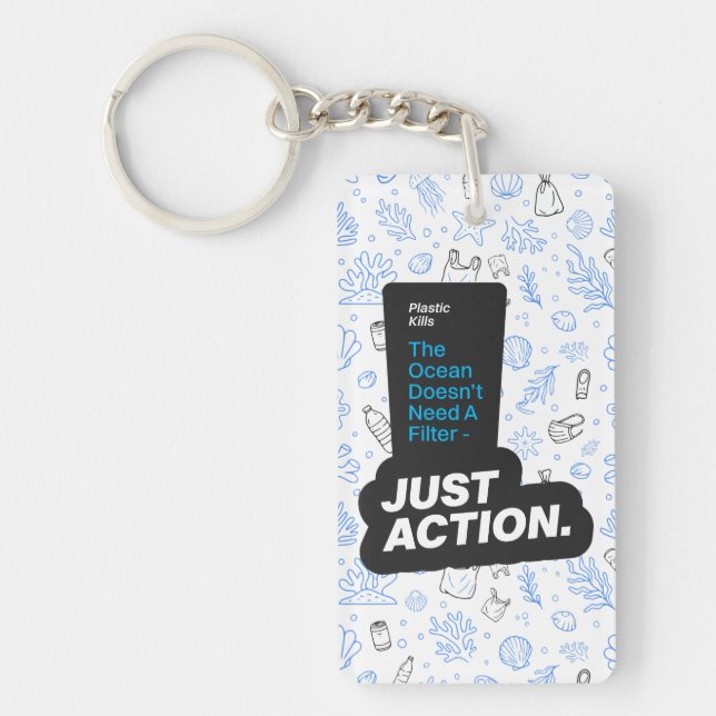 Ocean Conservation Plastic Pollution Awareness  Key Ring (Front)