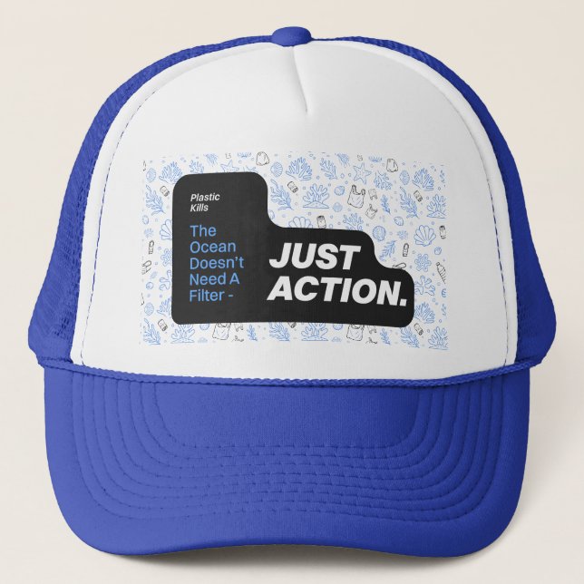 Ocean Conservation Plastic Pollution Awareness  Trucker Hat (Front)
