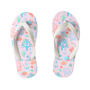 Ocean Coral Anchor Angel Fish  Kid's Flip Flops