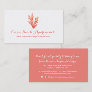 Ocean coral orange white property letting business card