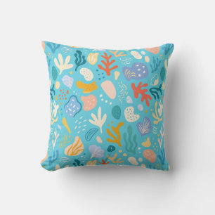 Ocean Coral Reef Abstract Seamless Pattern Cushion