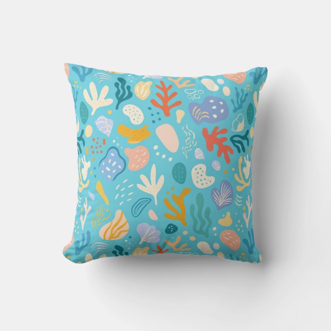 Ocean Coral Reef Abstract Seamless Pattern Cushion (Front)