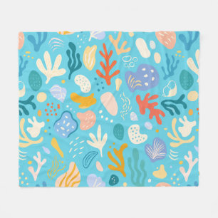 Ocean Coral Reef Abstract Seamless Pattern Fleece Blanket