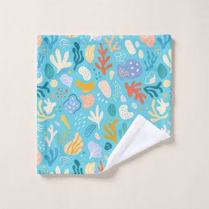 Ocean Coral Reef Abstract Seamless Pattern Wash Cloth