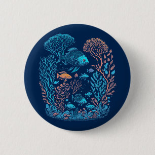 Ocean coral reef art 6 cm round badge