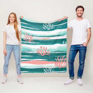 Ocean Coral Reef Pattern Fleece Blanket