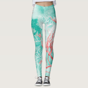 Ocean Coral Reef Pattern Leggings