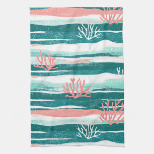 Ocean Coral Reef Pattern Tea Towel