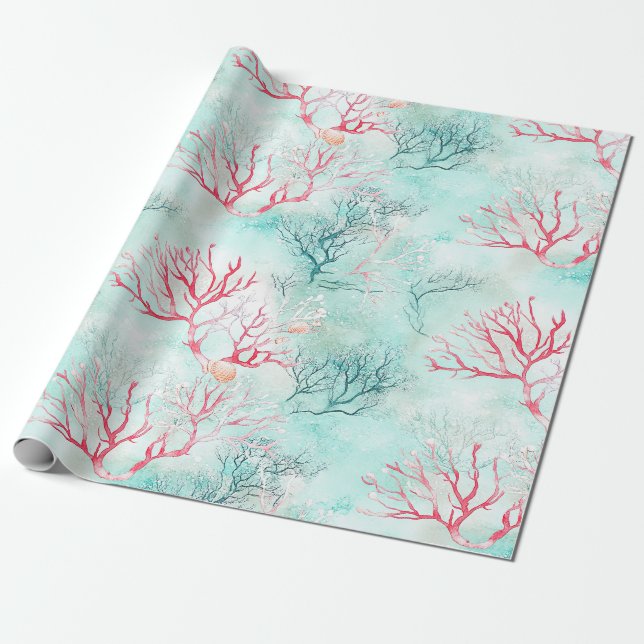 Ocean Coral Reef Pattern Wrapping Paper (Unrolled)