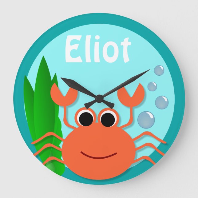 Ocean Crab Large Round Wall Clock (Front)