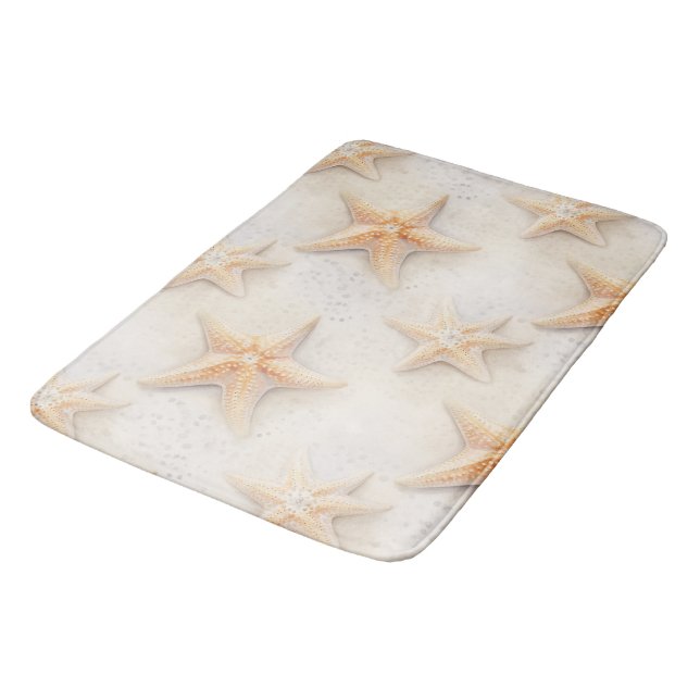 Ocean Cream Peach Beach Starfish  Bath Mat (Angled)