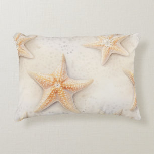 Ocean Cream Peach Beach Starfish Decorative Cushion
