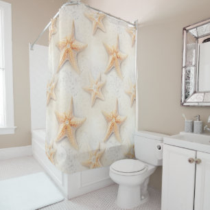 Ocean Cream Peach Beach Starfish  Shower Curtain