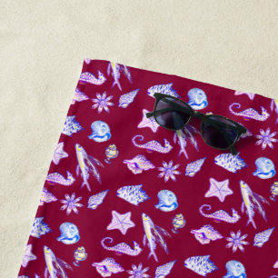 Ocean creatures athletic headband kid's flip flops beach towel