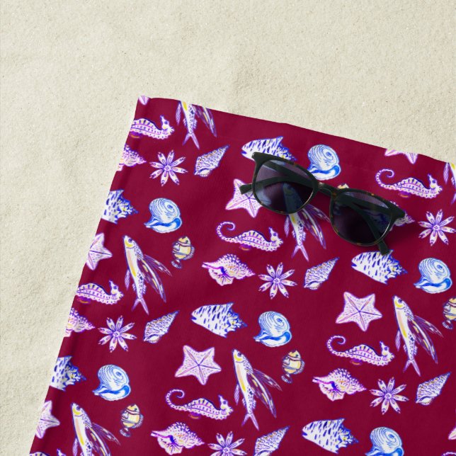 Ocean creatures athletic headband kid's flip flops beach towel (In Situ)