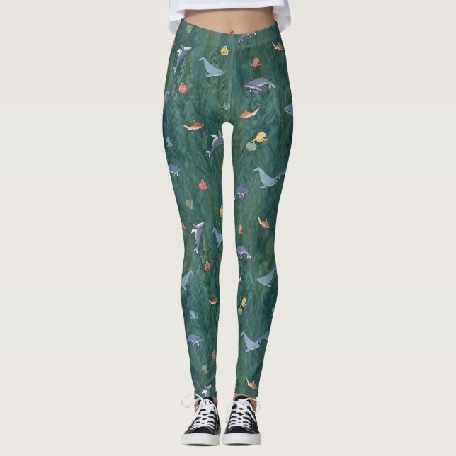 Ocean Creatures (Whale, Octopus & Shark) Leggings (Front)