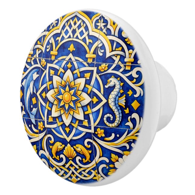 Ocean Crest Azulejo Ceramic Pull (Right)